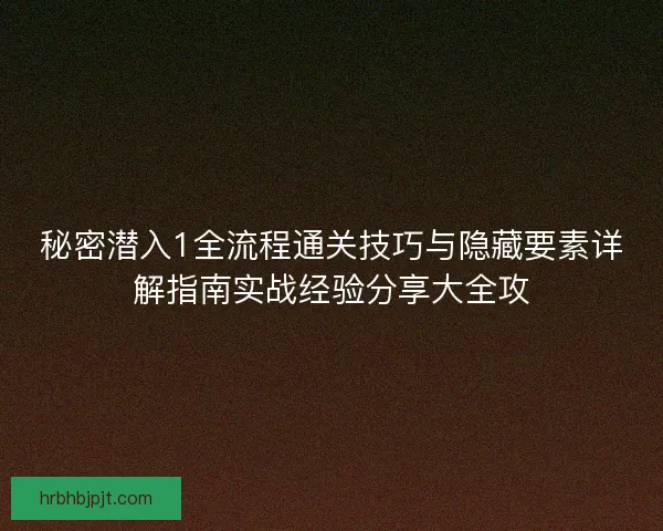 秘密潜入1全流程通关技巧与隐藏要素详解指南实战经验分享大全攻