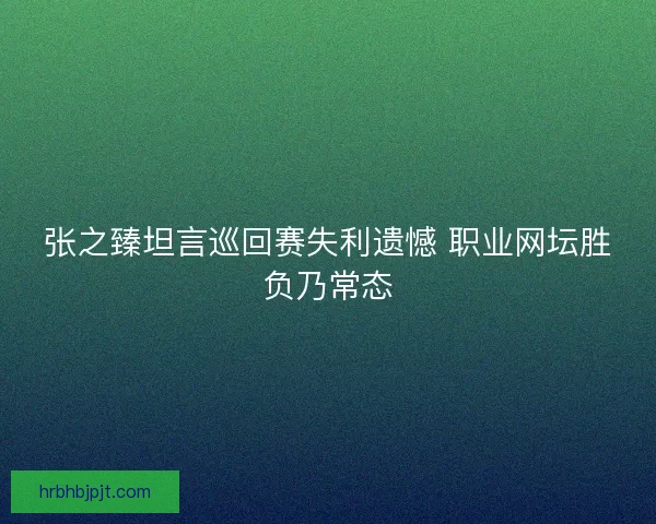 张之臻坦言巡回赛失利遗憾 职业网坛胜负乃常态